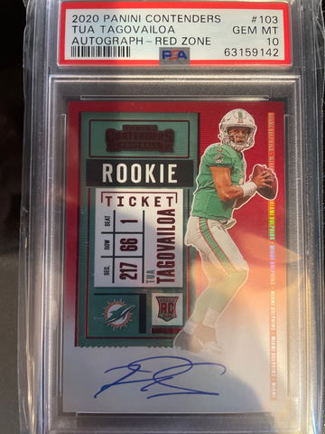 2020 panini contenders Tua Tagovailoa auto Red zone Psa 10