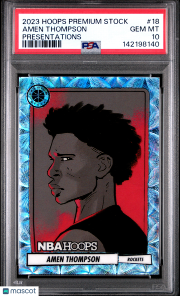 2023-24 Panini Hoops Premium Stock Amen Thompson #18 Presentations Short Print Parallel/Variety Rookie Insert PSA 10