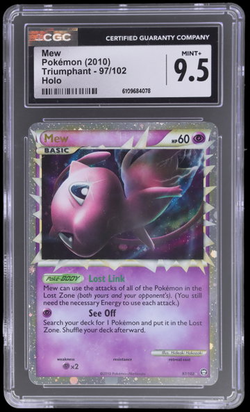 2010 Pokemon Heartgold And Soulsilver Triumphant Mew Holo CGC 9.5