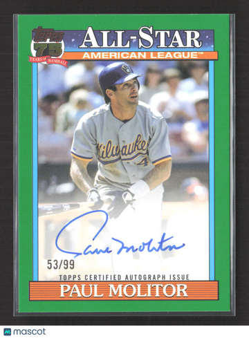 2026 Topps 75 Years of Baseball All-Stars Autograph Paul Molitor #91AS-PM 53/99 Auto