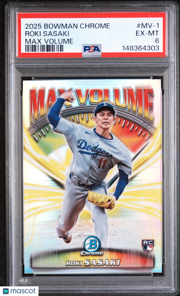 2025 Bowman Chrome Max Volume Roki Sasaki #MV-1 Rookie Insert PSA 6