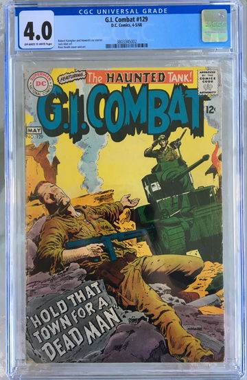 G.I. Combat #129 (1968) CGC 4.0 -- O/w to white pages; Russ Heath cvr; Kanigher