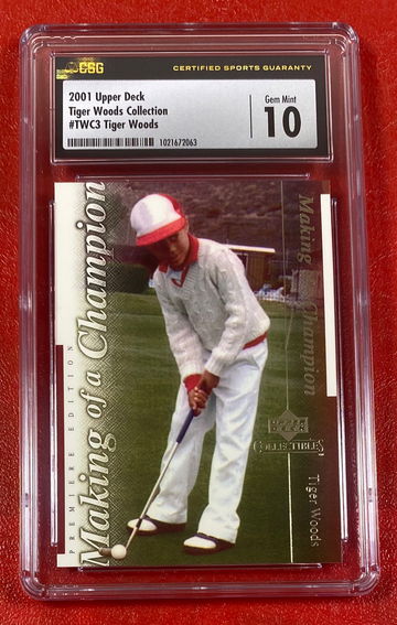 Tiger Woods 2001 Upper Deck Tiger Woods Collection #TWC3 RC Rookie Golf Card CSG 10 