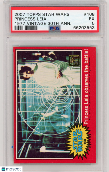 2007 Topps Star Wars 1977 Vintage 30th Anniversary Stamped Card Princess Leia.. . #108 PSA 5