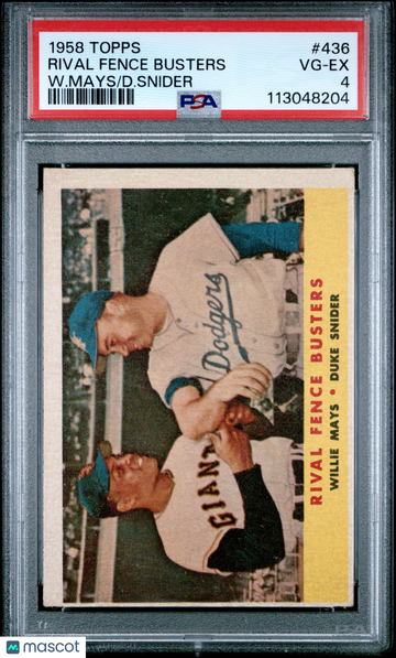 1958 Topps Rival Fence Busters #436 W. Mays D. Snider PSA 4