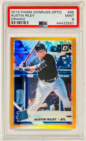 Austin Riley 2019 Panini Donruss Optic Orange Refractor Parallel Rated Rookie #/99 PSA 9 MINT Atlanta Braves 