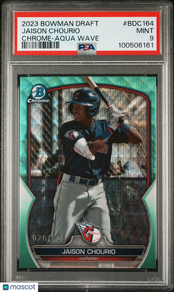 2023 Bowman Draft Jaison Chourio #BDC164 Chrome Aqua Wave /125 PSA 9