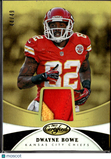 Dwayne Bowe 2013 Panini Certified Game-worn material Gold /49 Kansas City Chiefs
