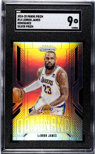 2024-25 Panini Prizm #14 Lebron James Dominance Silver Prizm SGC 9