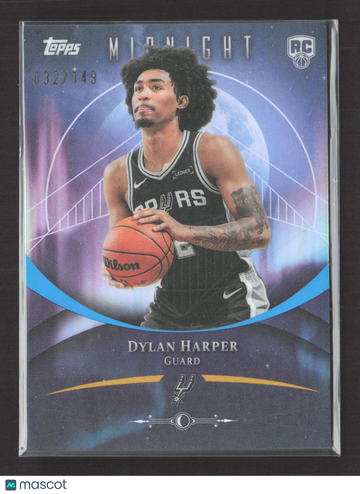 2025 Topps Midnight Dylan Harper #62 032/149 RC Basketball Card San Antonio Spurs