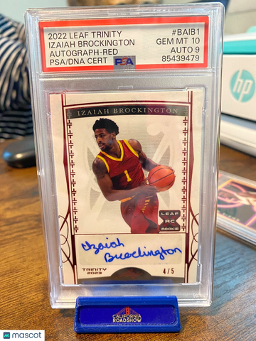 2022 Leaf Trinity Isaiah Brockington #BAIB1 Red PSA 10 Leaf Auto 9