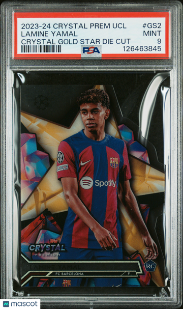 2023 Topps Crystal Champions League Crystal Gold Star Die Cut Lamine Yamal #GS2 PSA 9