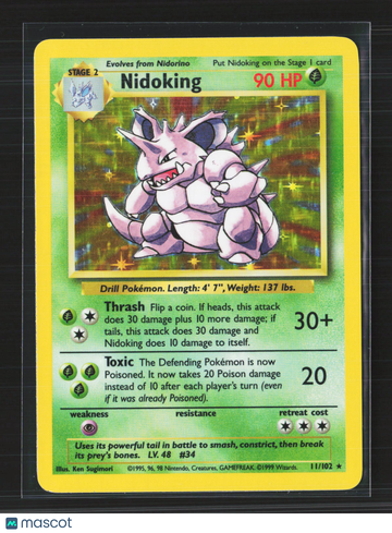 1999 Base Set Nidoking Holo Rare #11/102