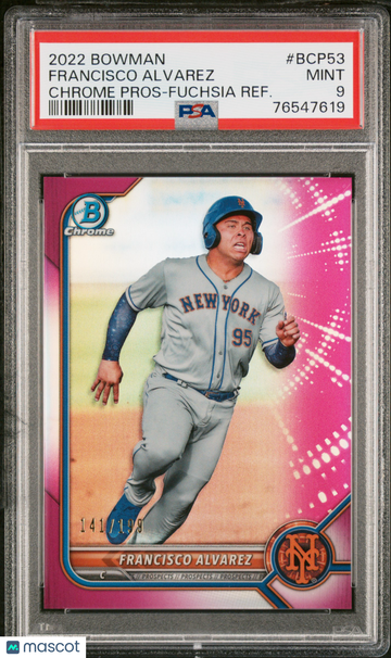 2022 Bowman Chrome Pros Francisco Alvarez #BCP53 Fuchsia Refractor /199 PSA 9