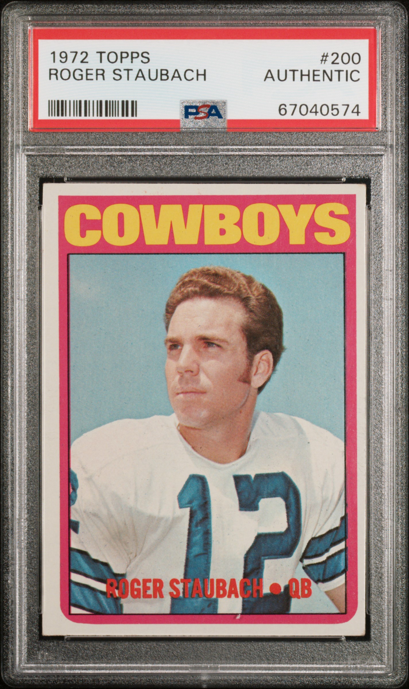 1972 Topps Football #200 Roger Staubach PSA A