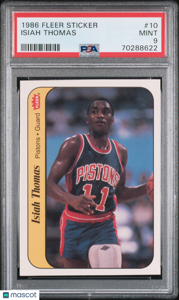 1986 Fleer Sticker Isiah Thomas #10 PSA 9