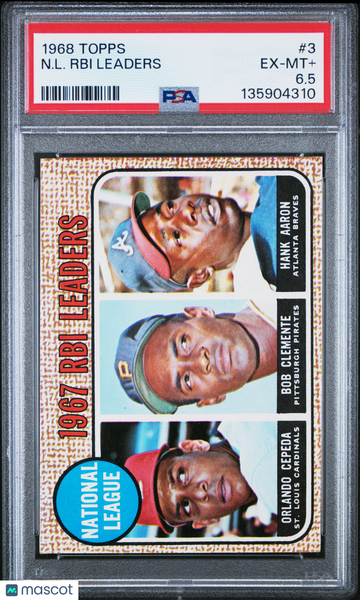1968 Topps N. L. Rbi Leaders #3 PSA 6.5