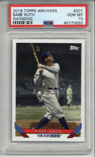 2019 TOPPS ARCHIVES SWINGING #201 BABE RUTH CARD NEW YORK YANKEES PSA 10