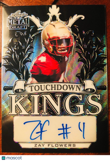 ZAY FLOWERS 2022 Leaf Metal Draft Touchdown Kings AUTO BLACK WAVE SP #10/10