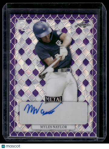 2022 Leaf Metal Perfect Game National Showcase Myles Naylor #MA-MN1 Purple Wave /7 Autograph Leaf