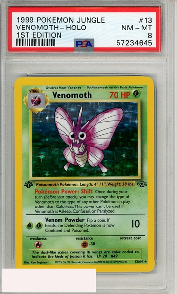 1999 POKEMON JUNGLE VENOMOTH-HOLO #13 1ST EDITION PSA 8 NM-MT
