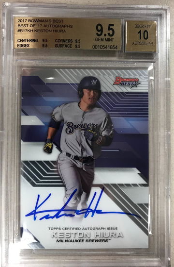 2017 Bowman's Best Best of '17 Autographs #B17KH Keston Hiura BGS 9.5 Auto 10