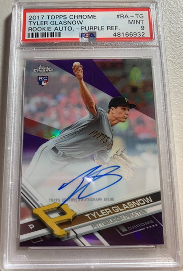 2017 Topps Chrome Tyler Glasnow Auto Purple /250 PSA 9