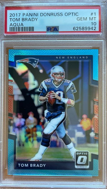 2017 PANINI DONRUSS OPTIC TOM BRADY AQUA #1 PSA 10 GEM MINT NEW ENGLAND QB
