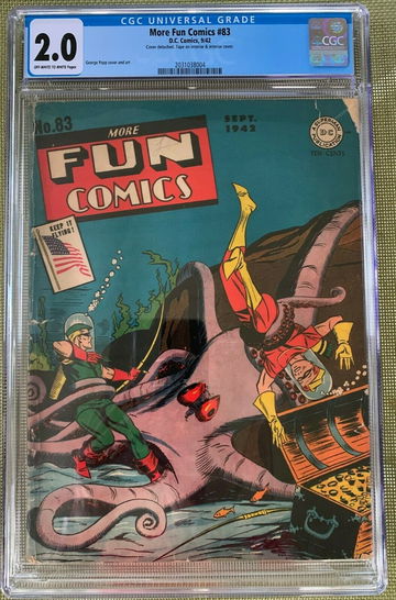 More Fun #83 (1942) CGC 2.0 -- O/w to white pages; George Papp Octopus cover