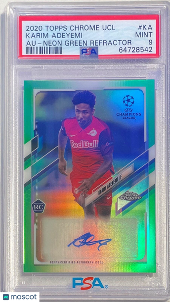 2020 Topps Chrome UEFA Champions League Autographs Karim Adeyemi #KA Neon Green Refractor PSA 9