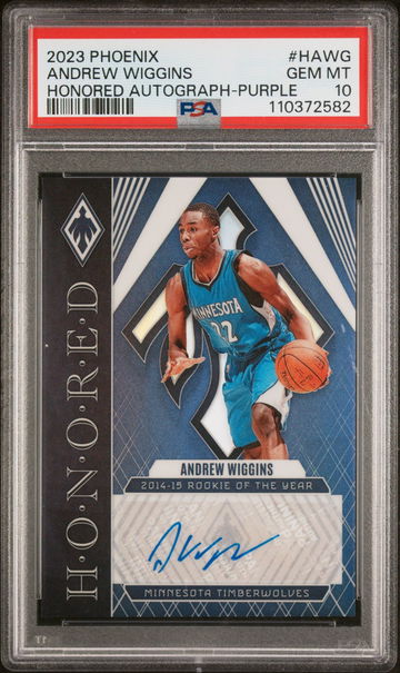 2023 Panini Phoenix Purple Andrew Wiggins #H-AWG Auto PSA 10