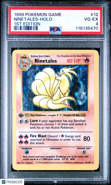 1999 Pokemon Game Ninetales Holo 1st Edition PSA 4 #12