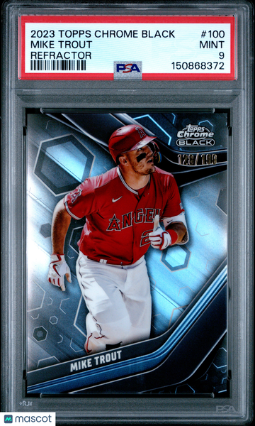 2023 Topps Chrome Black Mike Trout #100 Refractor /199 PSA 9