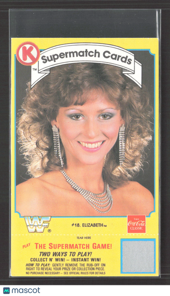 1987 Circle K WWF Supermatch Cards Miss Elizabeth #18 Circle K Logo Coca-Cola Classic Logo