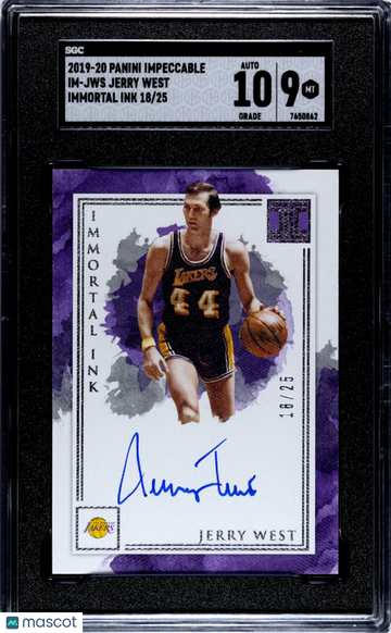 2019 Panini Impeccable Jerry West #IM-JWS Immortal Ink SGC 9 Auto 10