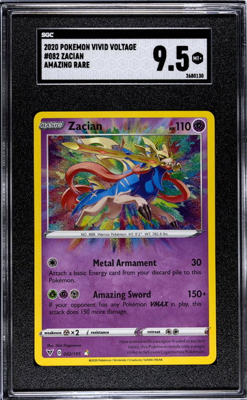 2020 Pokemon Vivid Voltage #082 Zacian Amazing Rare SGC 9.5