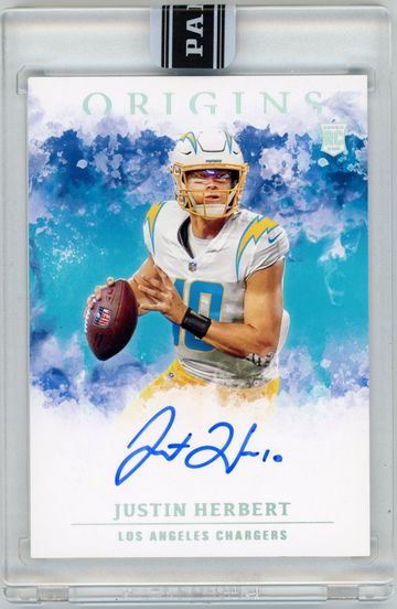 Justin Herbert #'d 1/1 2020 Panini Origins One of One Black Box On Card Auto RC Chargers Rookie