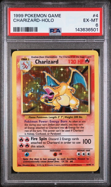 1999 Pokemon Base Set Holo Charizard #4 PSA 6