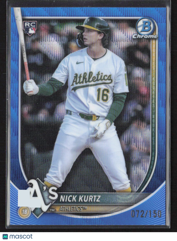 2025 Bowman Chrome Nick Kurtz #93 Blue RayWave /150 RC