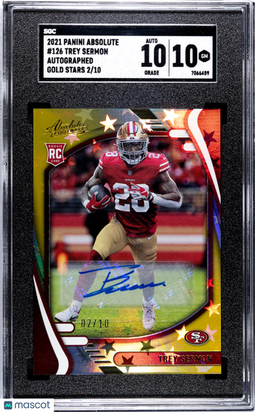 2021 Panini Absolute Trey Sermon #126 Autograph Gold Stars SGC 10 Auto 10