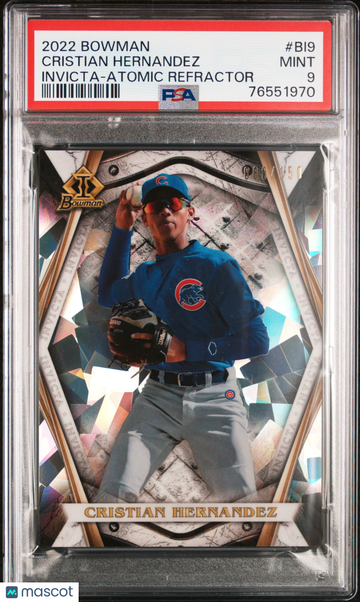 2022 Bowman Invicta Cristian Hernandez #BI9 Atomic Refractor /150 PSA 9