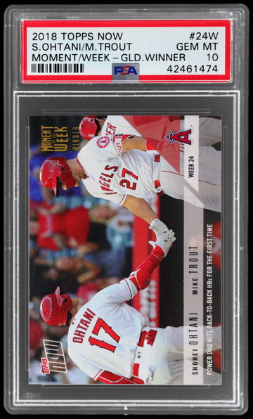 2018 Topps Now Mike Trout/shohei Ohtani Moment Of The Week Gold Winner PSA 10 RC