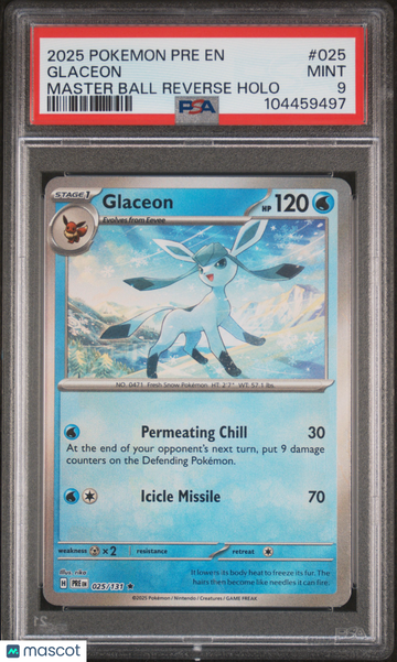 2025 Pokemon Pre EN-Prismatic Evolutions Glaceon PSA 9 #025