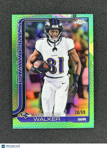 2025 Topps Chrome Devontez Walker #26 Football Leather Green SN Baltimore Ravens
