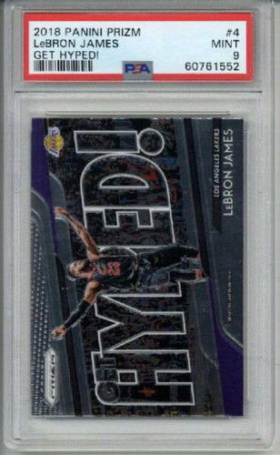 2018 PANINI PRIZM GET HYPED! #4 LEBRON JAMES CARD CAVALIERS LAKERS PSA 9 MINT