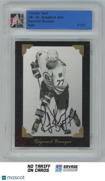 2005 In The Game Ultimate Memorabilia Scrapbook Auto Ruby Raymond Bourque #Unspecified 1/1