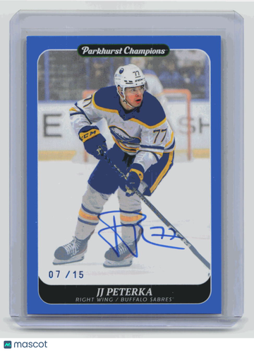 07/15 2023 Upper Deck Parkhurst Champions JJ Peterka #47 Blue Auto Short Print