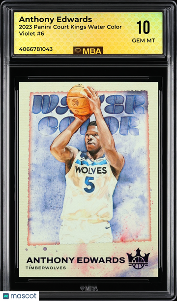 2023 Panini Court Kings Water Color Anthony Edwards #6 Violet MBA 10