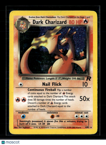 2000 Team Rocket Dark Charizard Holo Rare #4/82