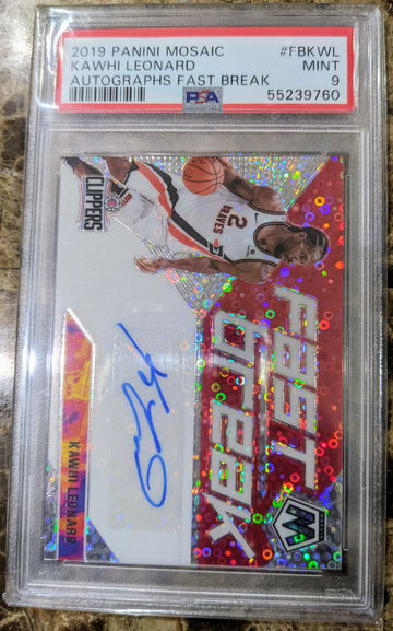 2019 Kawhi Leonard Autographs Fast Break PSA 9